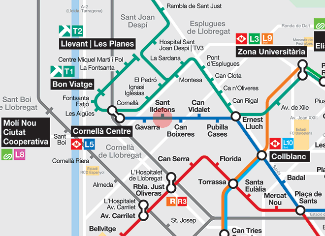 Sant Ildefons station map