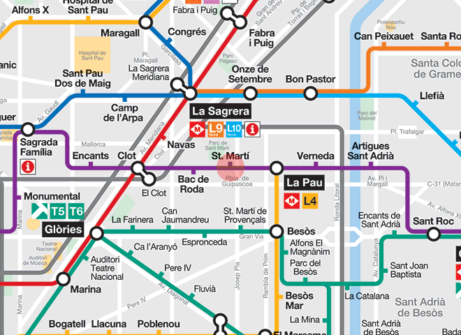 Sant Marti station map