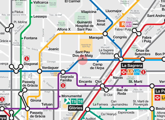 Sant Pau - Dos de Maig station map
