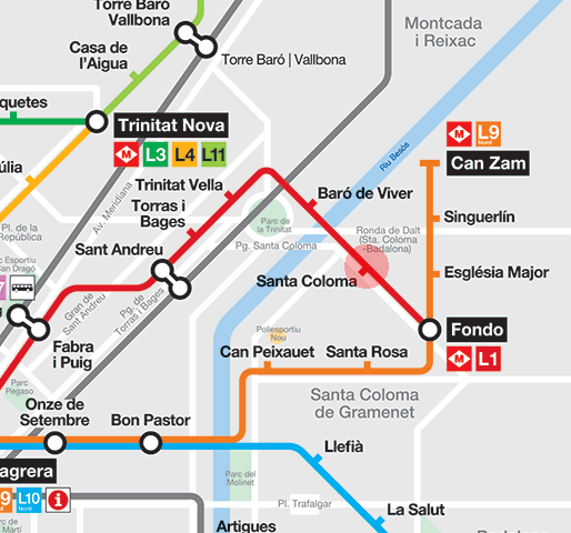 Santa Coloma station map
