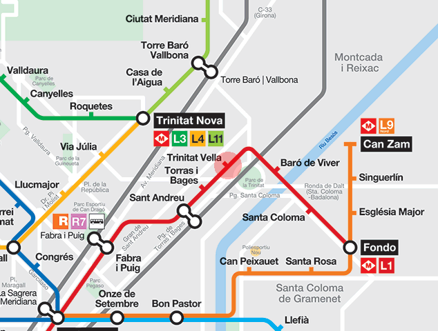 Trinitat Vella station map
