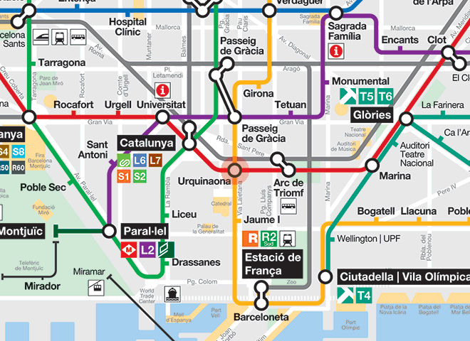 Urquinaona station map