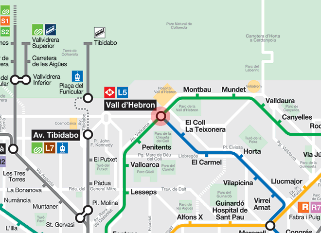 Vall d'Hebron station map