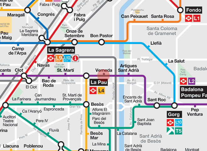 Verneda station map