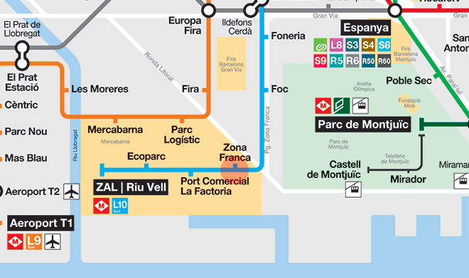 Zona Franca station map