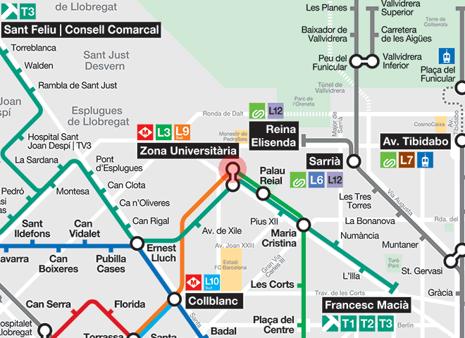 Zona Universitaria station map
