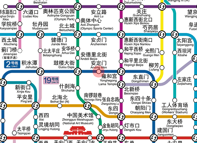 Andingmen station map