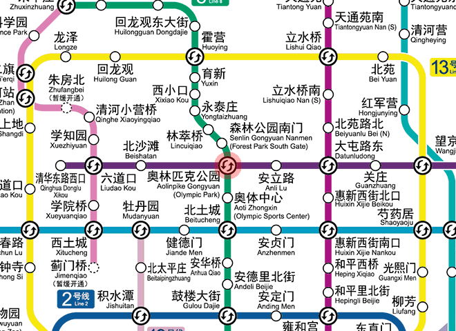 Aolinpike Gongyuan (Olympic Park) station map