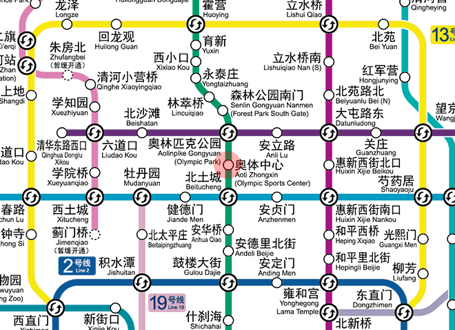 Aoti Zhongxin (Olympic Sports Center) station map