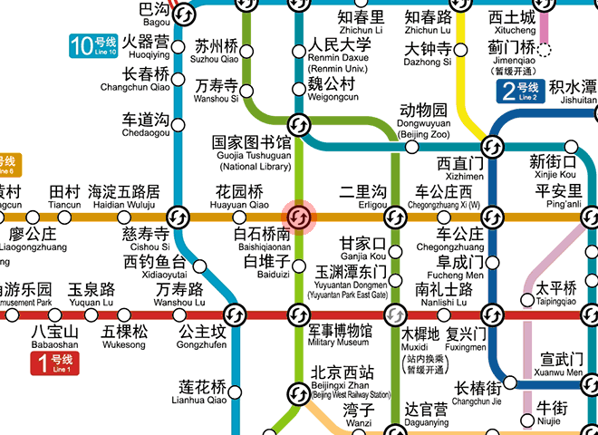 Baishiqiaonan station map