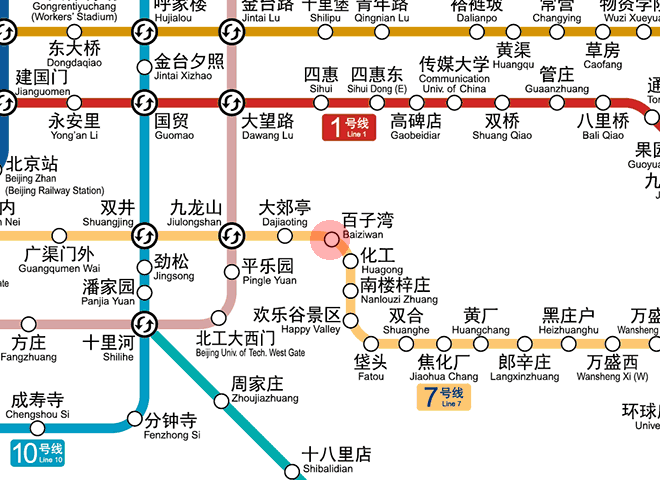 Baiziwan station map