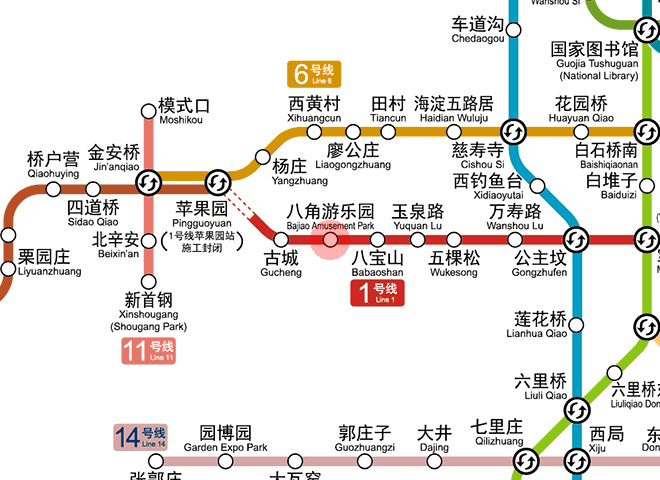 Bajiao Amusement Park station map