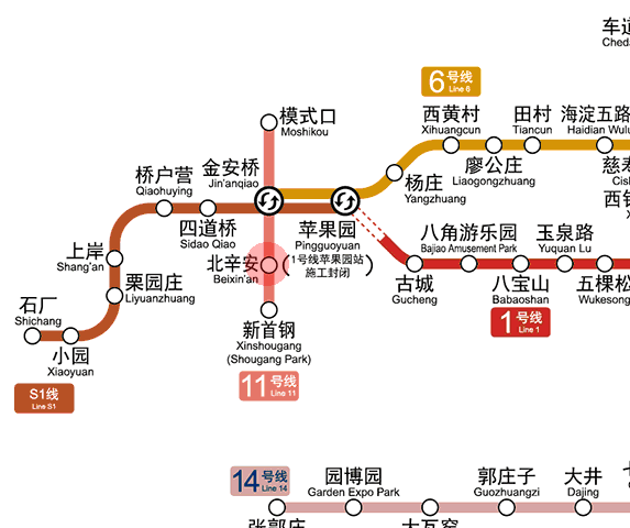 Beixin'an station map