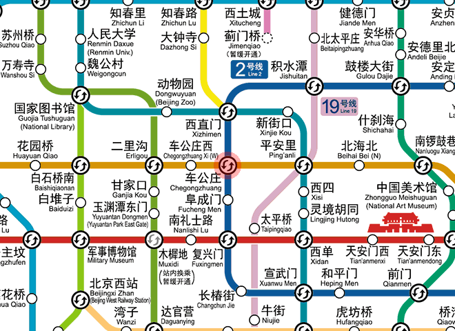 Chegongzhuang station map