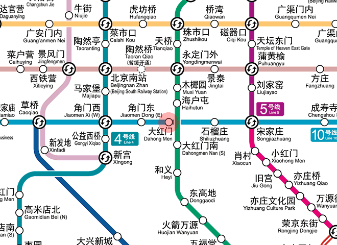 Dahongmen station map