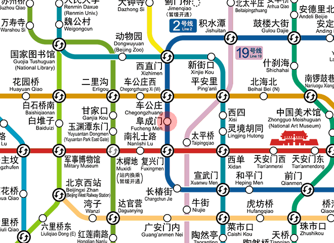 Fuchengmen station map