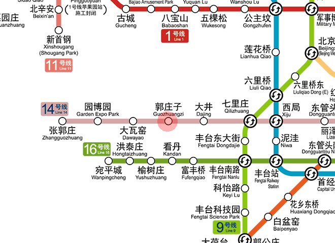 Guozhuangzi station map