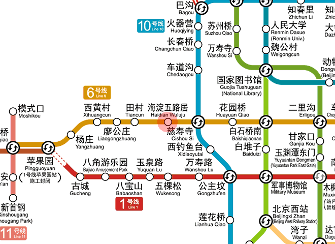 Haidian Wuluju station map