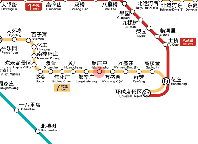 Heizhuanghu station map