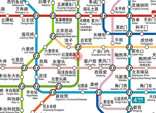 Honglian Nanlu station map