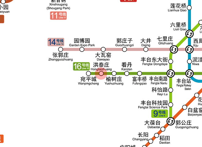 Hongtaizhuang station map