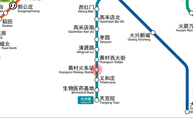 Huangcun railway station station map