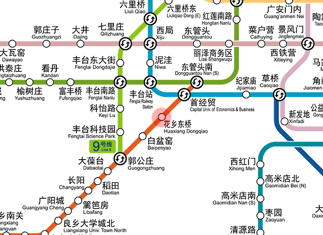 Huaxiang Dongqiao station map