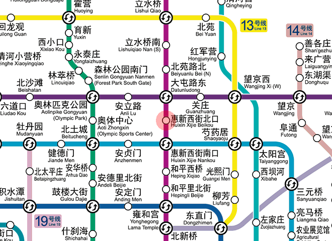 Huixin Xijie Beikou station map