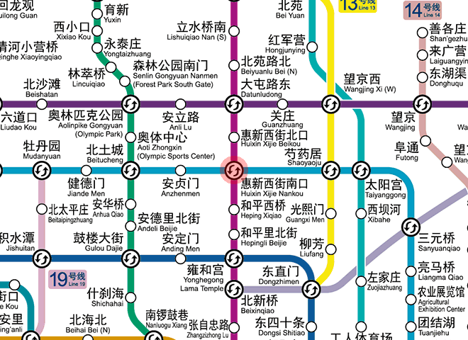 Huixin Xijie Nankou station map