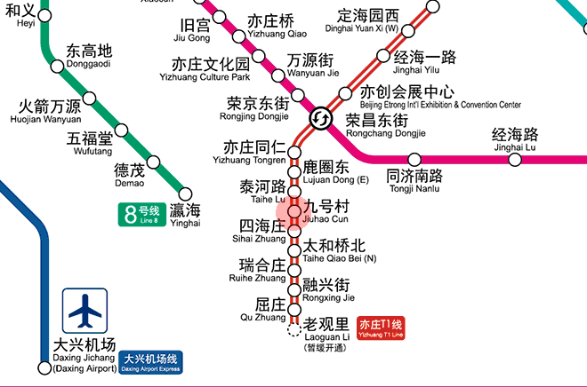 Jiuhaocun station map