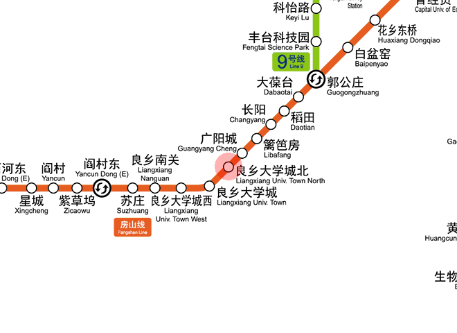 Liangxiang Univ. Town North station map