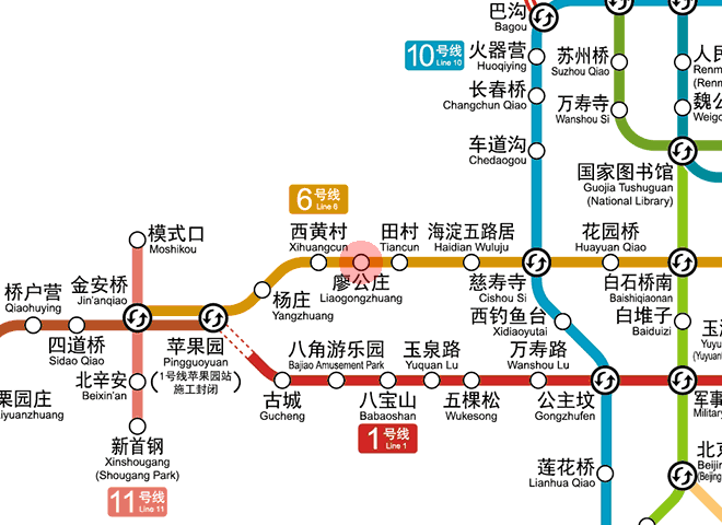 Liaogongzhuang station map