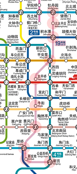 Beijing subway Line 19 map