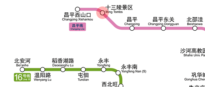 Ming Tombs station map