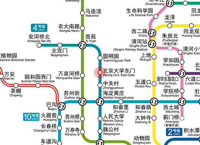 Peking Univ East Gate station map