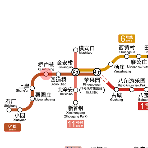 Qiaohuying station map