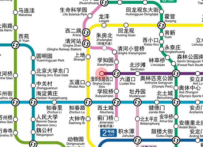 Qinghua Donglu Xikou station map