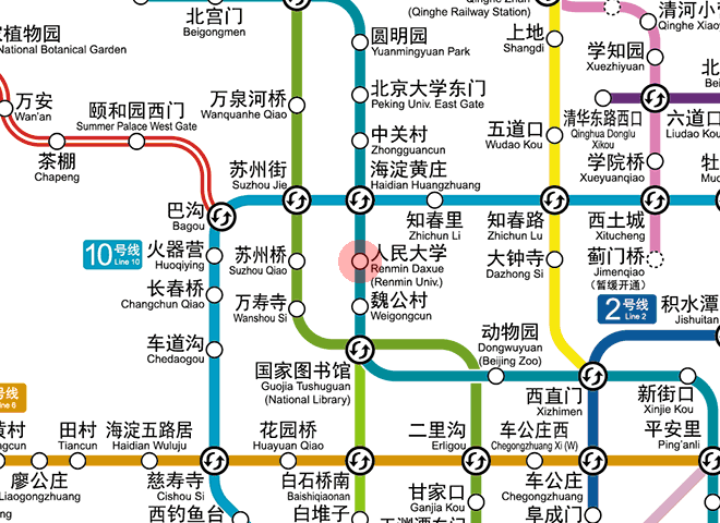 Renmin Daxue (Renmin Univ.) station map