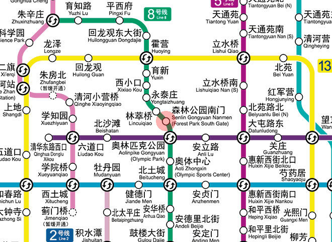 Senlin Gongyuan Nanmen (Forest Park South Gate) station map