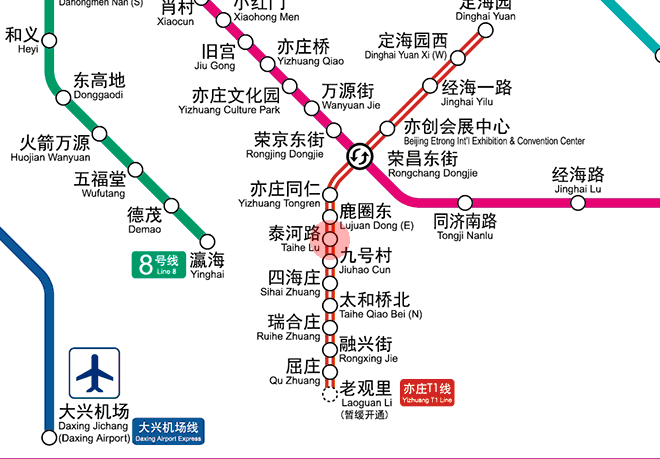 Taihe Lu Station Map - Beijing Subway