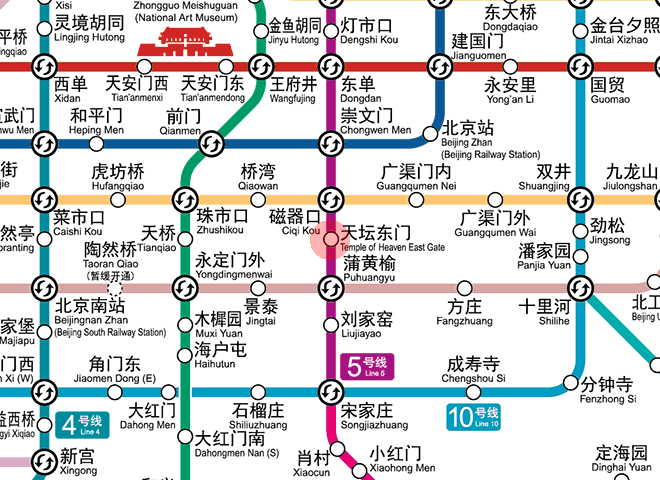 Temple of Heaven East Gate station map