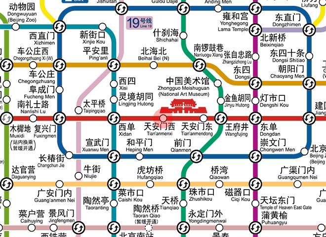 Tian'anmenxi station map