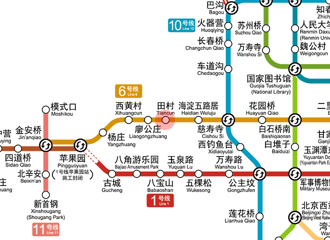 Tiancun station map