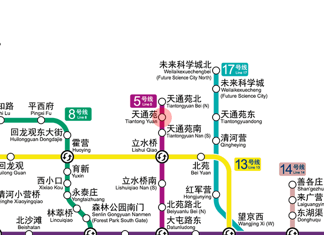 Tiantongyuan station map