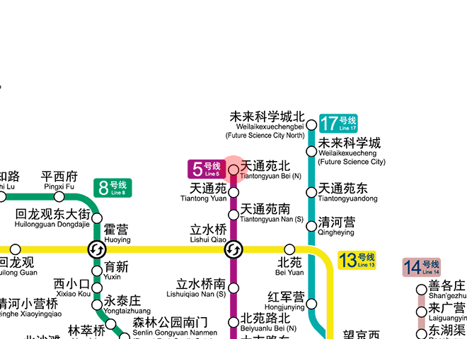 Tiantongyuanbei station map