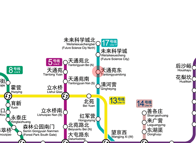 Tiantongyuandong station map