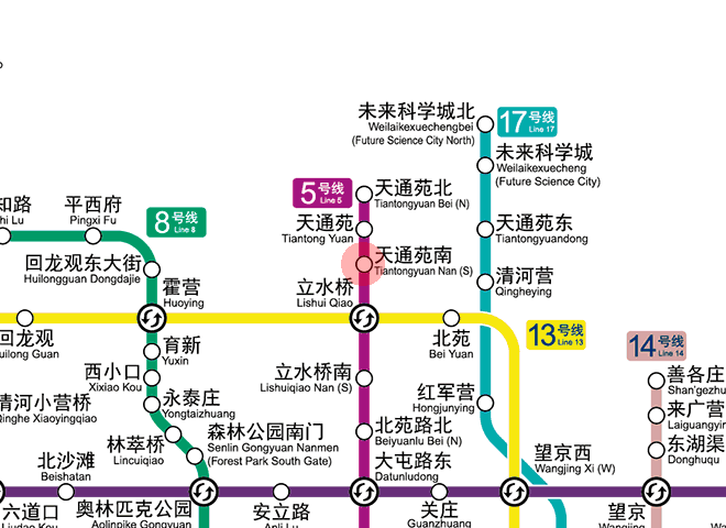 Tiantongyuannan station map