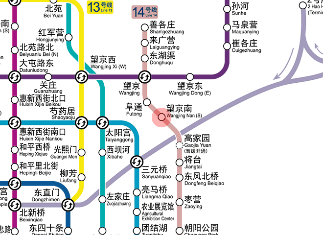 Wangjingnan station map