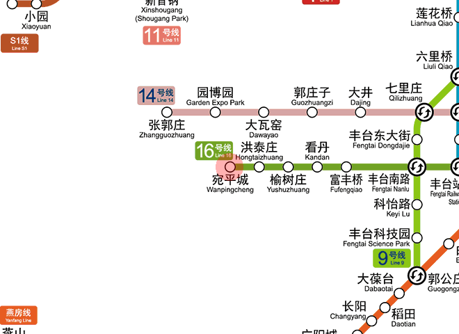 Wanpingcheng station map