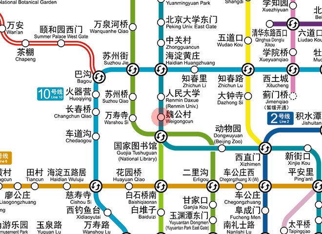 Weigongcun station map